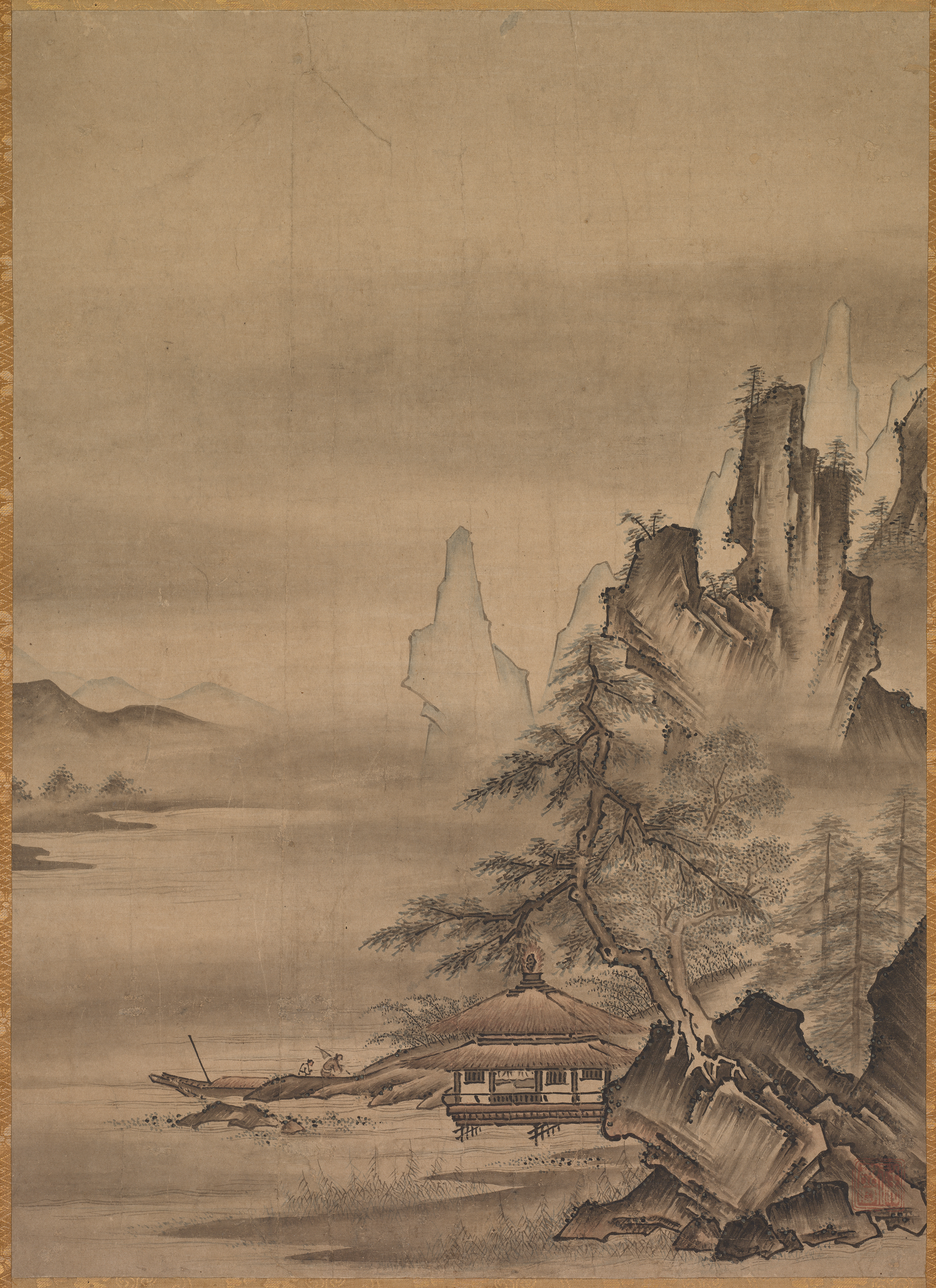Zen mountain landscape. Attributed to Zen painter-monk Shōkei, mid-1500s.